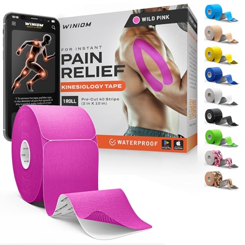 Kinesiology Tape - Waterproof Athletic Sports Tape for Knee, Shoulder, Arm & Back Support | 3-5 Day Adhesion, Hypoallergenic & Latex-Free + Taping Guide (Precut, 2"x32ft Roll, Wild Pink) - color: Pack C: Wild Pink, size: 32 Feet - Precut