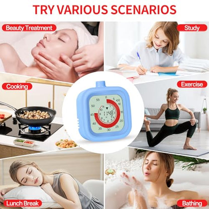 Digital Visual Timer 12hours Countdown countup Kitchen Timer Student Timer Gym Timer (Blue) - color: Blue