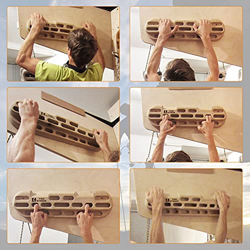 TWO STONES Climbing Hangboard Rock Climbing Training as Climbing Fingerboard with Jugs, Slopes and Edges, Pockets as Door Mounted Training Station Rock Climbing Pull Up Bar