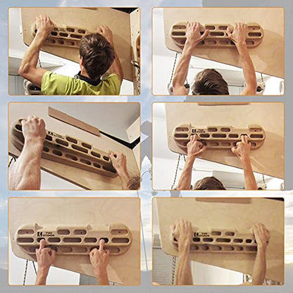 TWO STONES Climbing Hangboard Rock Climbing Training as Climbing Fingerboard with Jugs, Slopes and Edges, Pockets as Door Mounted Training Station Rock Climbing Pull Up Bar