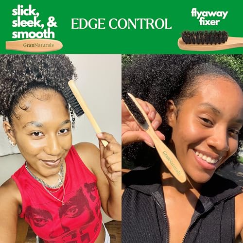 GranNaturals™ Teasing Boar Bristle Brush for Slicking Back Hair, Smoothing Ponytail Bun, Backcombing, Edge Control & Hair Sectioning - Wooden Slickback Hairbrush for a Sleek & Smooth Hairstyle