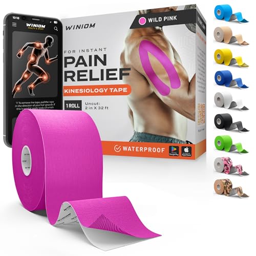 Professional Kinesiology Tape - Waterproof Athletic Sports Tape for Knee, Shoulder, Arm & Back Support | 3-5 Day Adhesion, Hypoallergenic & Latex-Free + Taping Guide (Uncut, 2"x32ft Roll, Wild Pink) - color: Pack C: Wild Pink, size: 32 Feet - Uncut