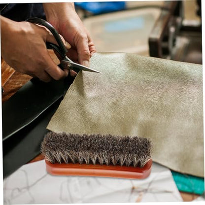 2pcs Dual-Head Horsehair Shoe Brushes with Wooden Handle for Leather and Suede Cleaning Polishing, Boot Cleaning Brush Set for Home and Travel Use