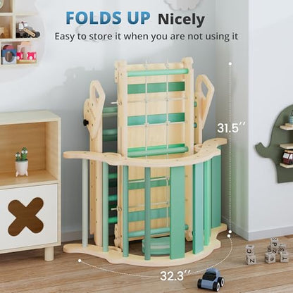 10-in-1 Pikler Triangle Set, Climbing Toys for Kids Emerald Forest - color: Emerald Forest