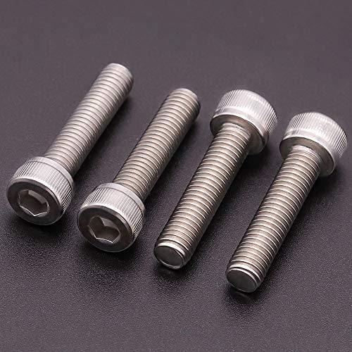 M6-1.0 x 10mm (50 Pack) Stainless Socket Head Cap Screws, 304 Stainless Steel 18-8, Plain Finish, Full Thread Coverage, by RoyceMart - size: M6-1.0 x 10mm