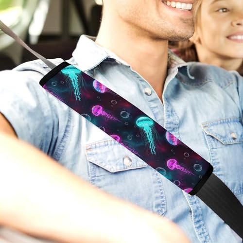 Breathable Car Seat Belt Pad for Girls and Boys, Stroller Pushchair High Chair, 2PCS Ocean Universe Starry Sky Jellyfish Shoulder Harness Cover Easy Install (No Tool) - color: Pattern 854