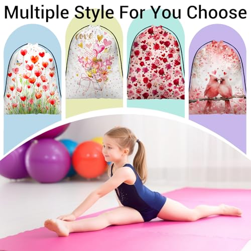 Heart Present Gymnastics Grip Bag Waterproof Storage Pouch String Bag for Gym - color: Pink Love Dot
