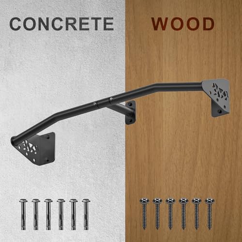 SELEWARE Heavy Duty Wall Mount Pull Up Bar, Joist Mount Chin Up Bar for Doorway, Sturdy Steel Construction, w/Resistance Band Hooks, Fits 32"/36" Wall Studs for Home Gym Strength Training - size: B: 32" x 1.3" Dia Grip