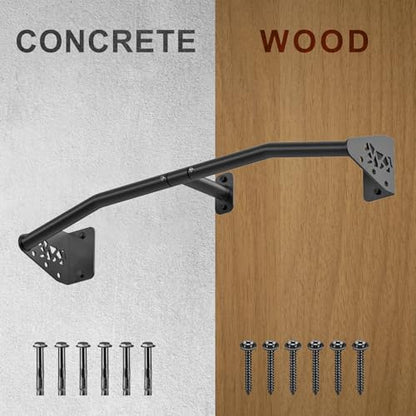 SELEWARE 32"/36" Wall Mount Pull Up Bar Joist Mount Chin Up Bar for Doorway | Heavy Duty Steel Construction Support 450 lb, w/Resistance Band Hooks, Fits 32"/36" Wall Studs for Home Gym Strength Training - size: B: 32" x 1.3" Dia Grip
