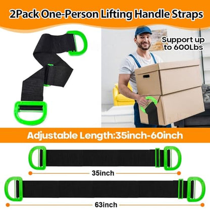 Moving Straps,Lifting Straps 1 Person Adjustable Moving Strap for Easily Moving Furniture,Appliances,Mattresses,Heavy Objects up to 600lbs - color: Green