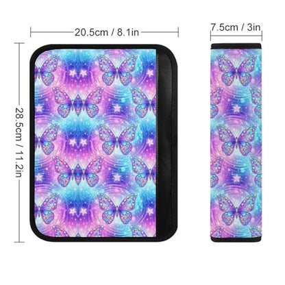 2 Piece Soft Padded Car Seat Belt Pad for Elderly Support, Stroller Pushchair High Chair, Sparkly Glitter Butterfly Pastel Starry Shoulder Harness Cover, Shock Absorption - color: Pattern 1118