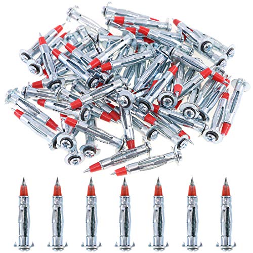 Glarks 60Pcs Heavy Duty 1/8 inch 46MM Zinc Plated Steel Molly Bolt Drive Hollow Drive Wall Anchor Screws Set (1/8SDx46MM) - size: 1/8SDx46mm