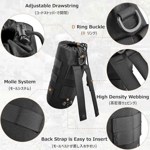 Azarxis Molle Pouches, Tactical Compact EDC Small Utility Pouch Waist Bags Sundries Storage Admin Organize Gear Gadget for Military Backpack - color: #08 Black - Water Bottle Pouch