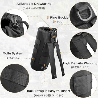 Azarxis Molle Pouches, Tactical Compact EDC Small Utility Pouch Waist Bags Sundries Storage Admin Organize Gear Gadget for Military Backpack - color: #08 Black - Water Bottle Pouch