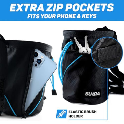 Chalk Bag for Rock Climbing - Rock Climbing Gifts Gear Accessories - Quick-Clip Belt, Large Zippered Pockets & Brush Holder - Weight Lifting, Gym, Bouldering, Disc Golf, Wall, Rock Climbing Chalk Bag - color: Blue