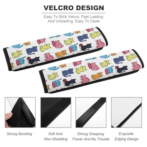 1 Pair Universal Soft and Comfortable Seat Belt Shoulder Pad for Adult Use, Stroller Pushchair High Chair, Cats Neck Strap Covers, Anti-Slip Pad - color: Pattern 1123
