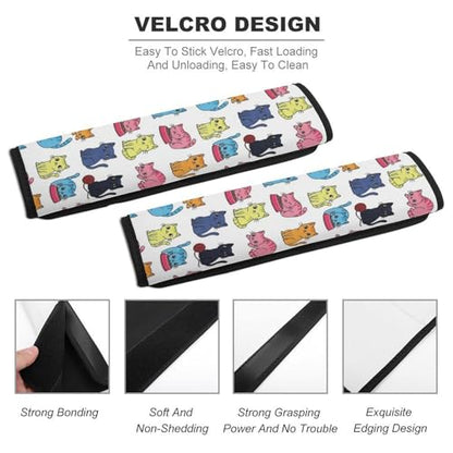 1 Pair Universal Soft and Comfortable Seat Belt Shoulder Pad for Adult Use, Stroller Pushchair High Chair, Cats Neck Strap Covers, Anti-Slip Pad - color: Pattern 1123