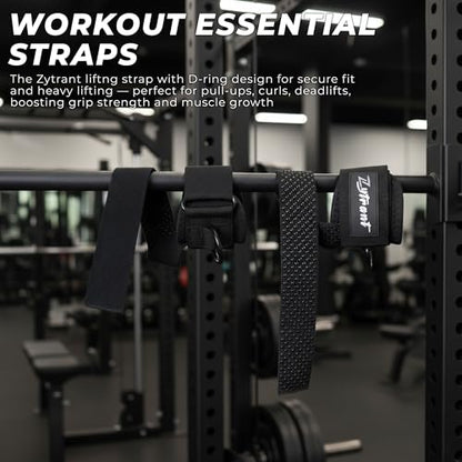 Weight Lifting Straps with Cuffed D Ring,Heavy Duty Thyick Comfortable Lifting Straps, Secure Fit, Enhanced Grip, Straps for Weightlifting & Gym Training - color: Black