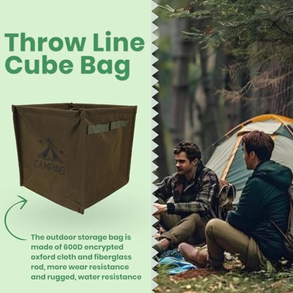 Throw Line Cube Bag, Easy Folding Arborist Throw Line Storage Portable Climbing Rope Organizer Basket for Tree Work, Outdoor Rope Accessories, Travel and Picnic