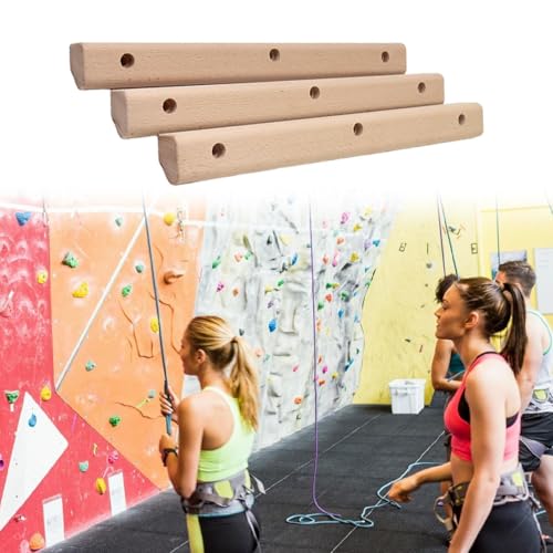 Wooden Rock Climbing Holds, 3-Piece Bouldering Training Set with Varying Thickness for Home Outdoor Workout