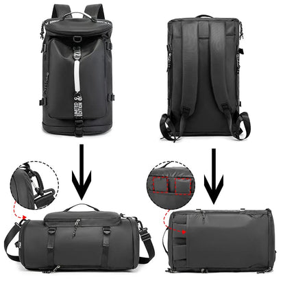 Gym Duffle Bag Waterproof black Laptop Backpack Suitable for Hiking, Fishing, Travel 40L Large Capacity Trendy Cool Lightweight Backpack for Men and Women (Black)… - color: Black