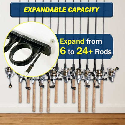 Rush Creek Creations Ceiling Fishing Rod Holder for 6 Rods, Garage Organization and Wall Storage, Horizontal Rack - size: One Pack