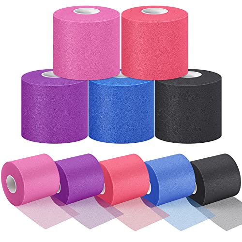 Nuanchu 5 Pack Pre Wrap Athletic Tape 2. 75 Inches x 30 Yards, Foam Prewrap Athletic Tape Colored Headbands for Hair, Soccer, Sports, Ankles, Wrists, Hands and Knees, 5 Colors(Novel Colors)
