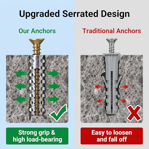 60 Pack Hollow Wall Anchor with Screws,Loose Hinge Hole Repair Kit for Wall | 3/8 inch Metal Expansion Bolt for Drywall,Concrete wall anchors are suitable for bathrooms,kitchens,living rooms and garages - size: 3/8 inch