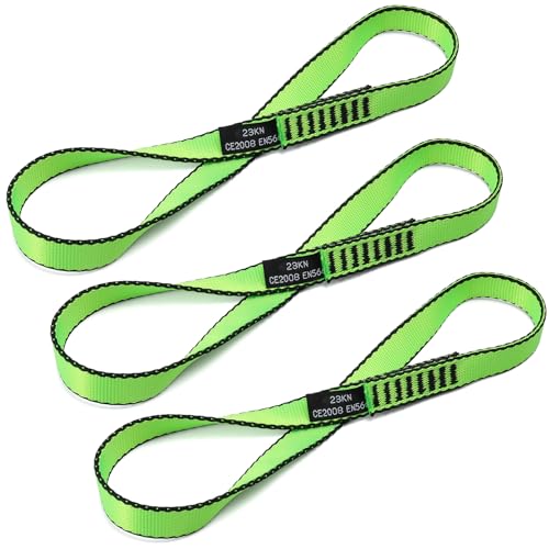 18mm Nylon Climbing Sling Runner 23KN-CE2008 EN566 Certified Webbing Straps | Climbing Sling for Rock Climbing, Rappelling, Arborist Tree Work, Hammock Rigging, Yoga Swing & Outdoor Safety Gear - color: Green-3pcs, size: 30cm