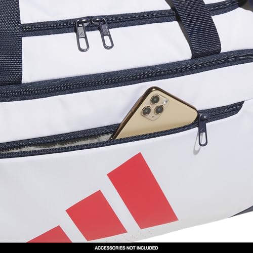 adidas Defender 5 Duffel Bag for Sports, Gym and Travel, White/Night Indigo/Pure Ruby Red, OSFA - color: White/Night Indigo/Pure Ruby Red/Medium 59L, style: Medium 59l