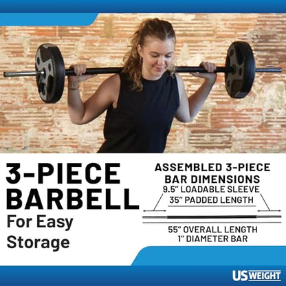 US Weight Weight Set for Home Gym - Barbell, Curl Bar or Multi-Use Options - Various Weight Options - size: 54LB, style: Multi-Use