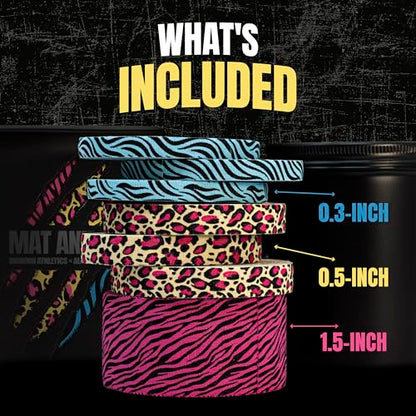 Bighorn Athletics × Adam Wardziński Mat Animal Tape Kit, Neon Wild Set | Special edition set with 7 rolls of bold printed finger & sports tapes in a tin holder. Residue-free Zinc oxide adhesive. - color: Neon Wild