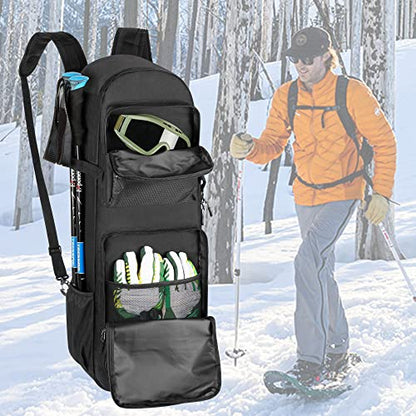 DSLEAF 25”-30” Snow Shoes Bag, Snowshoes Backpack with Pockets, Bag Only | Water-resistant Main Space, Internal Adjustable Fixed Buckle Straps, Easy-carry Handle and Padded Shoulder Straps