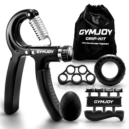 Grip-Kit 5 in 1 Hand Grip Strengthener Set Adjustable Forearm Exerciser, Resistance, Stress Ball, Therapy Equipment for Strength Training, Rehab, Flexibility Recovery Rock Climbing, Weightlifting, Wrist Power Workout