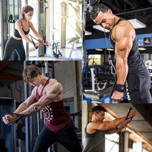 Ultra Heavy Duty Exercise Handles, Cable Handles Gym Equipment Attachment, Double D-Ring Grips, Encrypted Webbing, Blue Edge Design Non-Slip Comfort Grips - color: Blue