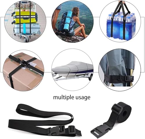 Nylon Strap with Buckle, Quick Release Short Adjustable Straps with Buckles, Securing Tie Down Straps for Backpacking, Compression Golf Bag, Camping Outdoor Activities 4Pcs 1" x 142" (12ft) - size: 16ft