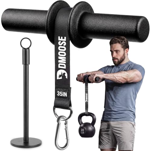 DMoose Fitness Forearm Strengthener & Wrist Roller - Non-Slip Thicker Handles, 35" Durable Nylon Strap - Grip Trainer for Wrist, Hand & Forearm Muscles - Arm Exerciser for Strength Training & Rehab - color: Black