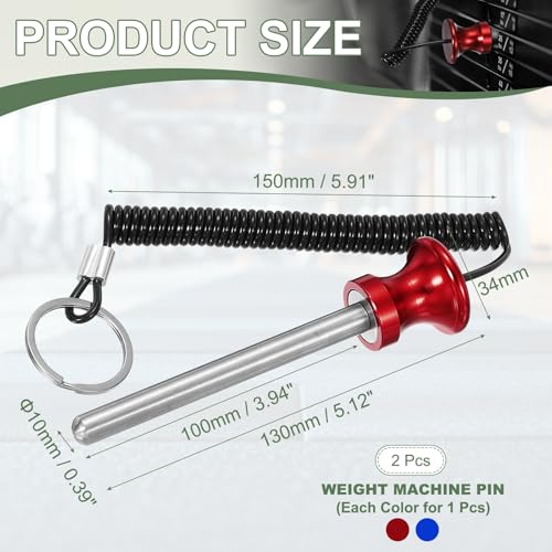 Weight Stack Pin, Weight Gym Pin Strength Training Equipment Replacement with Pull Rope for Commercial Home - color: Blue/Red, size: 0.4 x 3.9 Inch