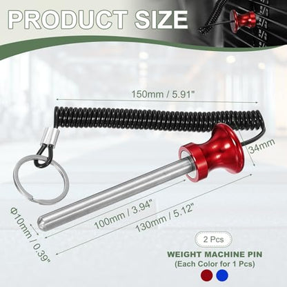 Weight Stack Pin, Weight Gym Pin Strength Training Equipment Replacement with Pull Rope for Commercial Home - color: Blue/Red, size: 0.4 x 3.9 Inch