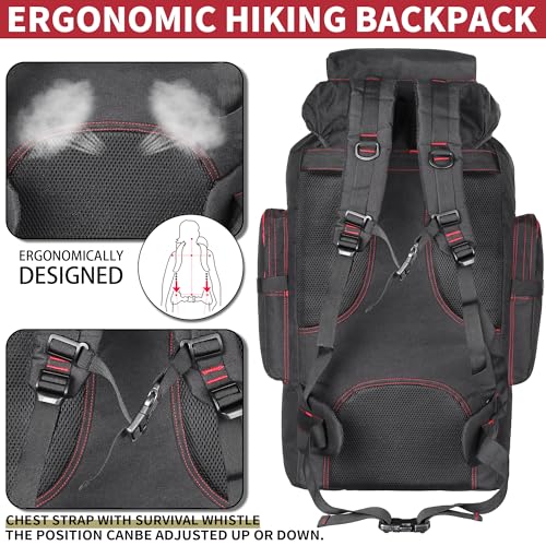 Hiking Backpack for Men 70L/100L Camping Backpack Military Rucksack Molle 3 Days Assault Pack for Climbing | Camping Backpack - color: 70l-blackred