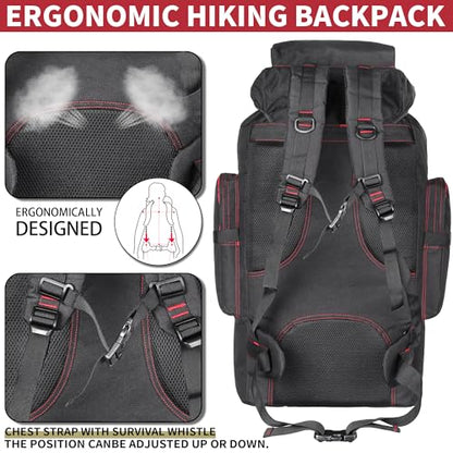 Hiking Backpack for Men 70L/100L Camping Backpack Military Rucksack Molle 3 Days Assault Pack for Climbing | Camping Backpack - color: 70l-blackred