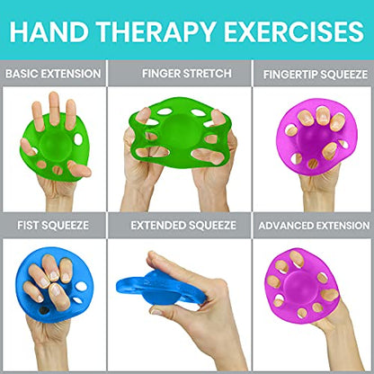 Vive Finger Exerciser Strengthener (3 Pack) - Hand Therapy Equipment | Grip Strength - Extensor Forearm Trainer Kit - Occupational Stretcher Balls for Fingers, Arthritis, Carpal Tunnel, Guitar