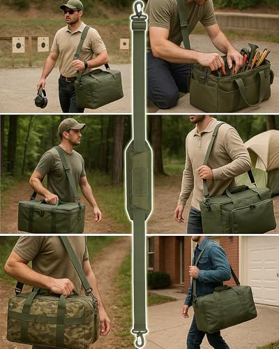 WYNEX Shoulder Strap, 55 inch Universal Bag Strap Replacement with Pad | Single Shoulder Strap with Detachable Thick Pad, Crossbody Bag Strap for Tactical Pouch Tool Bag Messenger Bag Luggage Duffle - color: Army Green, size: 2“ Strap