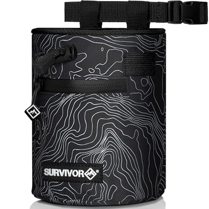 SURVIVOR Chalk Bag for Rock Climbing, Bouldering, Weightlifting, and More
