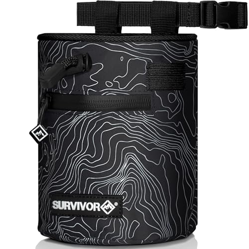 SURVIVOR Chalk Bag for Rock Climbing, Bouldering, Weightlifting, and More
