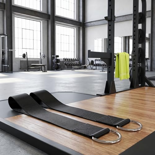 Homoyoyo 2pcs Heavy Duty Barbell Loading Straps for Pullups and Squats, Nylon Weight Plate Holder Straps, Stable and Safe Fit for Dumbbell and Barbell Sizes, Black