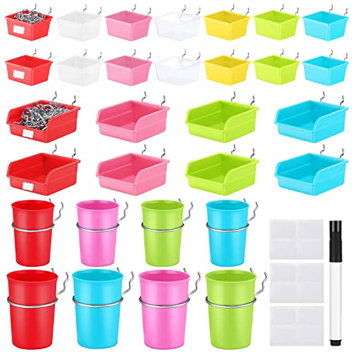 Sieral 64 Pieces Pegboard Bins Pegboard Cups with Hooks and Loops Peg Hooks Assortment Organizer Accessory for Organizing Accessories Tools Storage Office Workshop Garage Workbench (Colorful) - color: Colorful