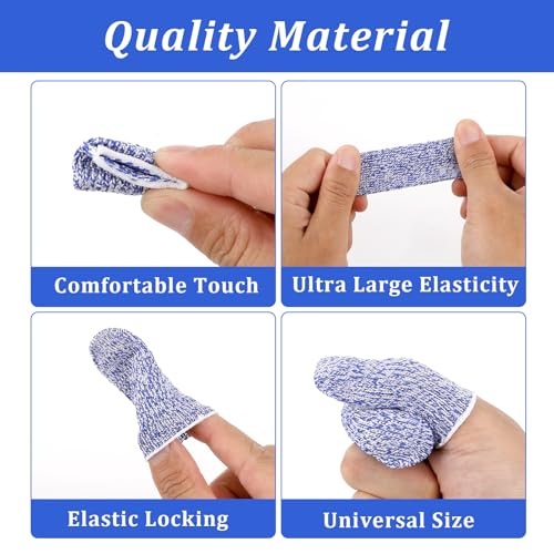 Cut Resistant Finger Cots, 12 Pack Reusable Finger Sleeve Protectors Finger Guards for Cutting Food, Anti-Slip Finger Covers Protection for Finger Tips, Finger Protectors for Crocheting Sewing