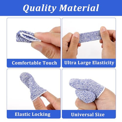 Cut Resistant Finger Cots, 12 Pack Reusable Finger Sleeve Protectors Finger Guards for Cutting Food, Anti-Slip Finger Covers Protection for Finger Tips, Finger Protectors for Crocheting Sewing
