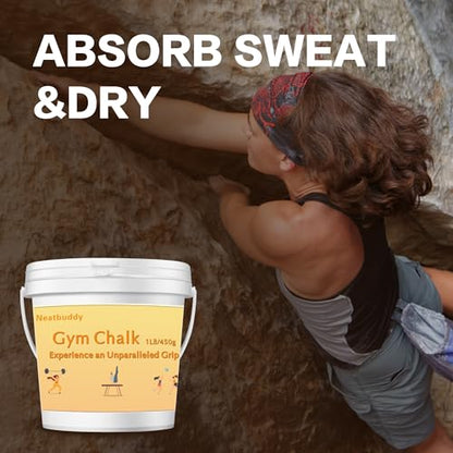 1LB Gym Chalk Bucket|Lifting Chalk|carbonato de magnesio– Premium Chalk Powder with Bag & Spoon for Weightlifting, Gymnastics & Climbing